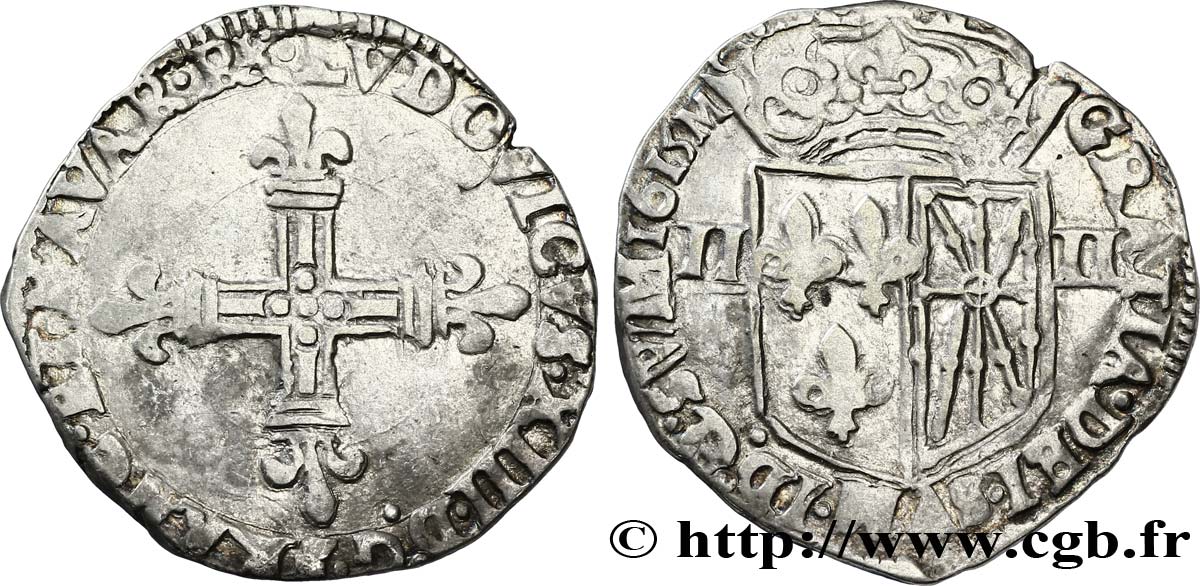 LOUIS XIII LE JUSTE Quart d écu de Navarre 1615 Saint-Palais TTB