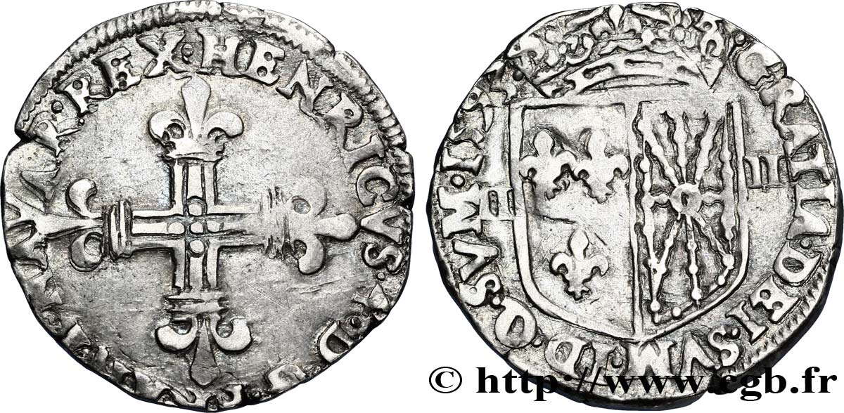 HENRI IV LE GRAND Quart d écu de Navarre 1593 Saint-Palais TTB
