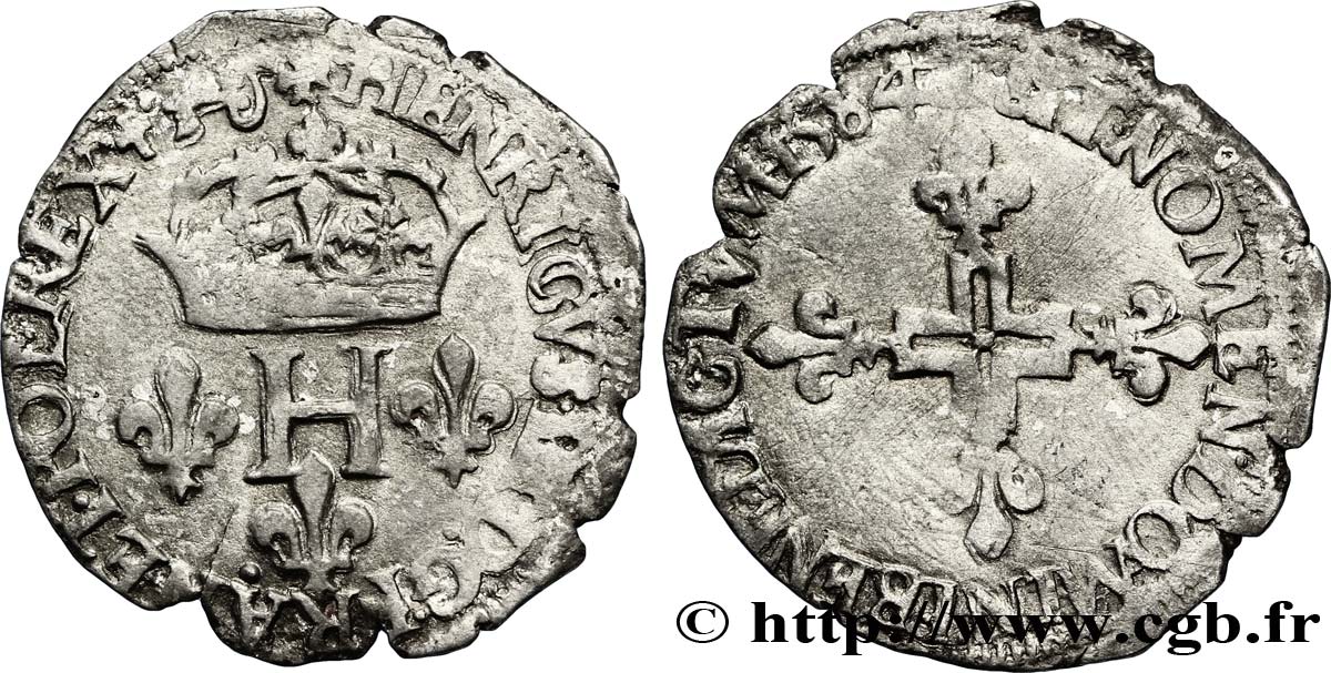 HENRY III Double sol parisis, 2e type 1584 Dijon BB