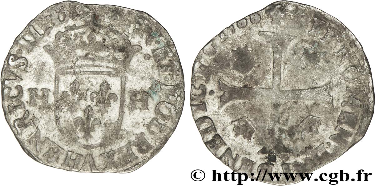 HENRI III Douzain aux deux H, 1er type 1588 Paris TB+