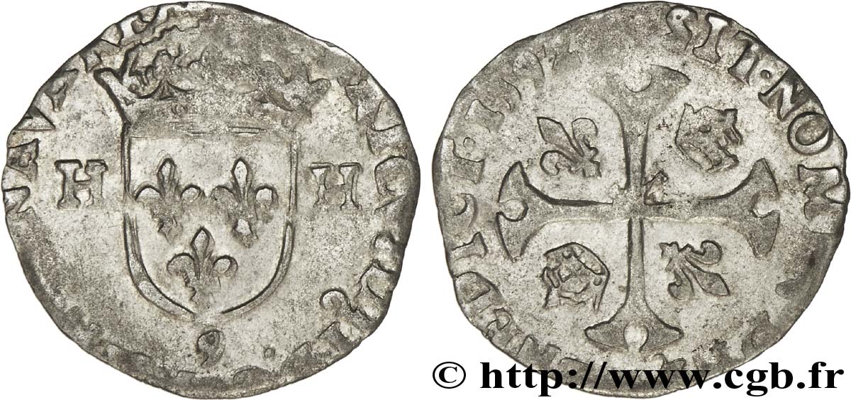 HENRI IV LE GRAND Douzain aux deux H, 2e type 1592 Rennes TB+