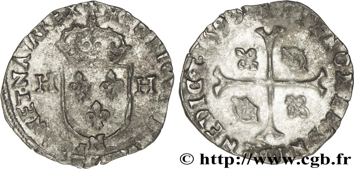 HENRI IV LE GRAND Douzain aux deux H, 2e type 1593 Montpellier TB/TB+
