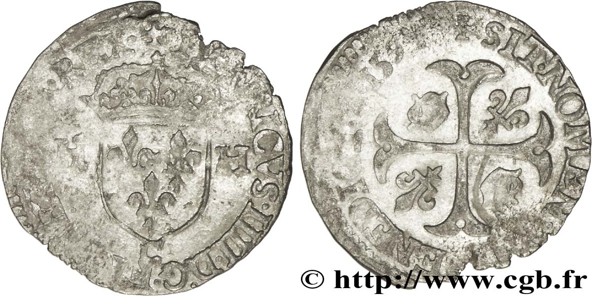 HENRI IV LE GRAND Douzain aux deux H, 2e type 1594 Saint-Lô TB/TTB