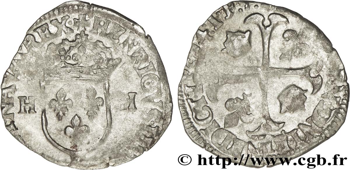 HENRI IV LE GRAND Douzain aux deux H, 2e type 1594 Lyon TB+