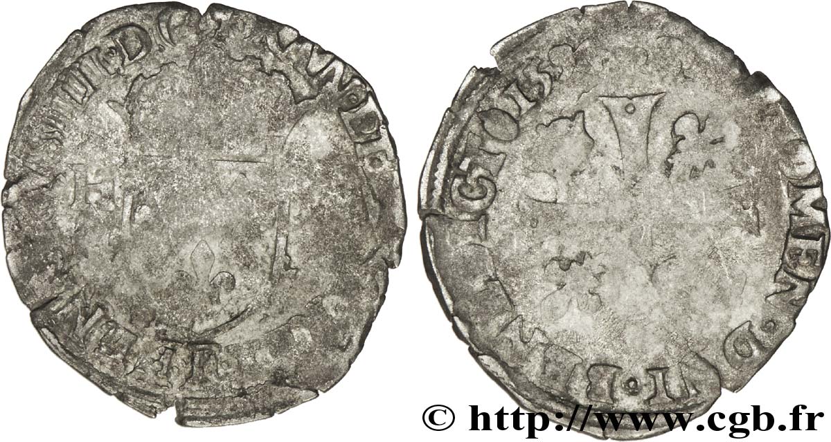 HENRI IV LE GRAND Douzain aux deux H, 2e type 1594 Angers B