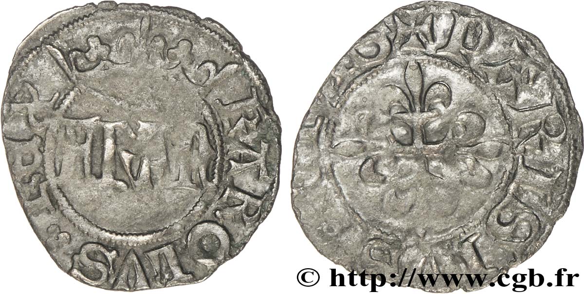 CHARLES VI LE FOU OU LE BIEN AIMÉ Denier parisis n.d. s.l. TTB