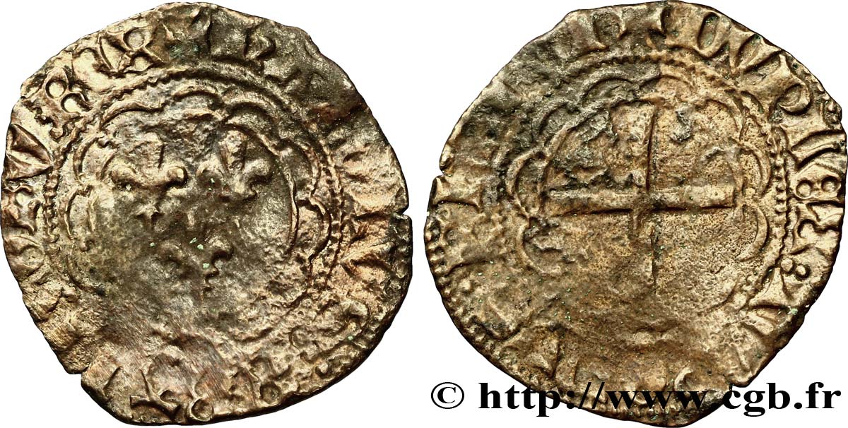 CHARLES VII  THE WELL SERVED  Double tournois dentillé n.d. Limoges MB