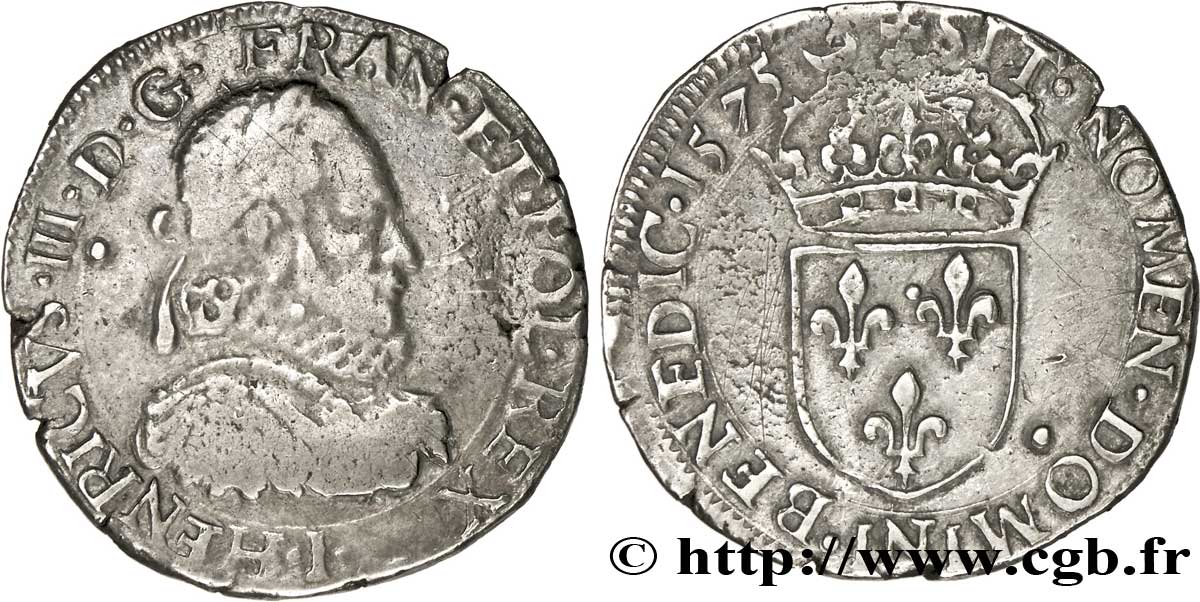 HENRY III Teston, 2e type 1575 Limoges BC+/MBC