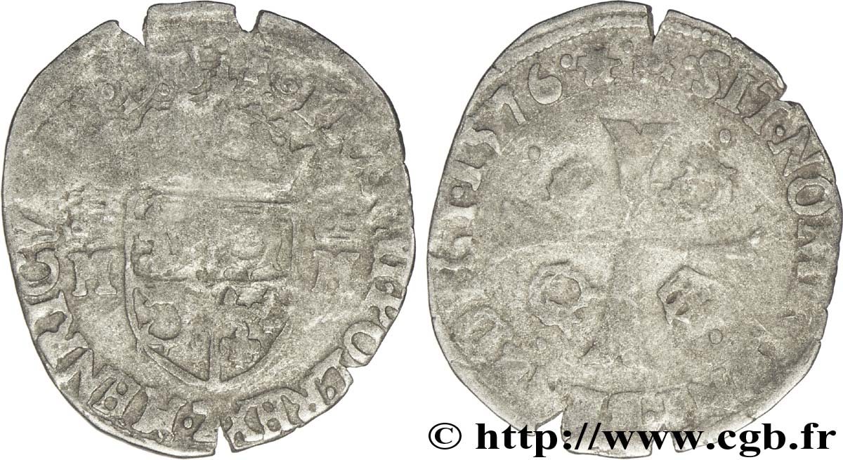 HENRI III Douzain du Dauphiné aux deux H couronnées 1576 Grenoble TB
