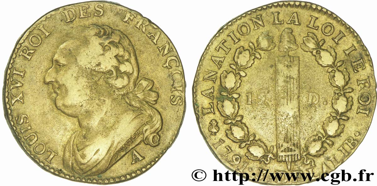 LOUIS XVI (MONARQUE CONSTITUTIONNEL)  12 deniers dit  au faisceau , type FRANCOIS 1791 Paris TB+