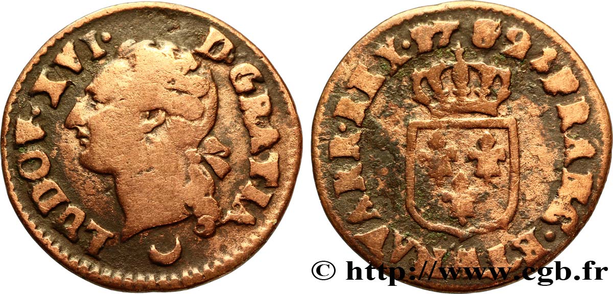 LOUIS XVI Liard dit “à l&nbsp;écu” 1782 Metz TB/B+