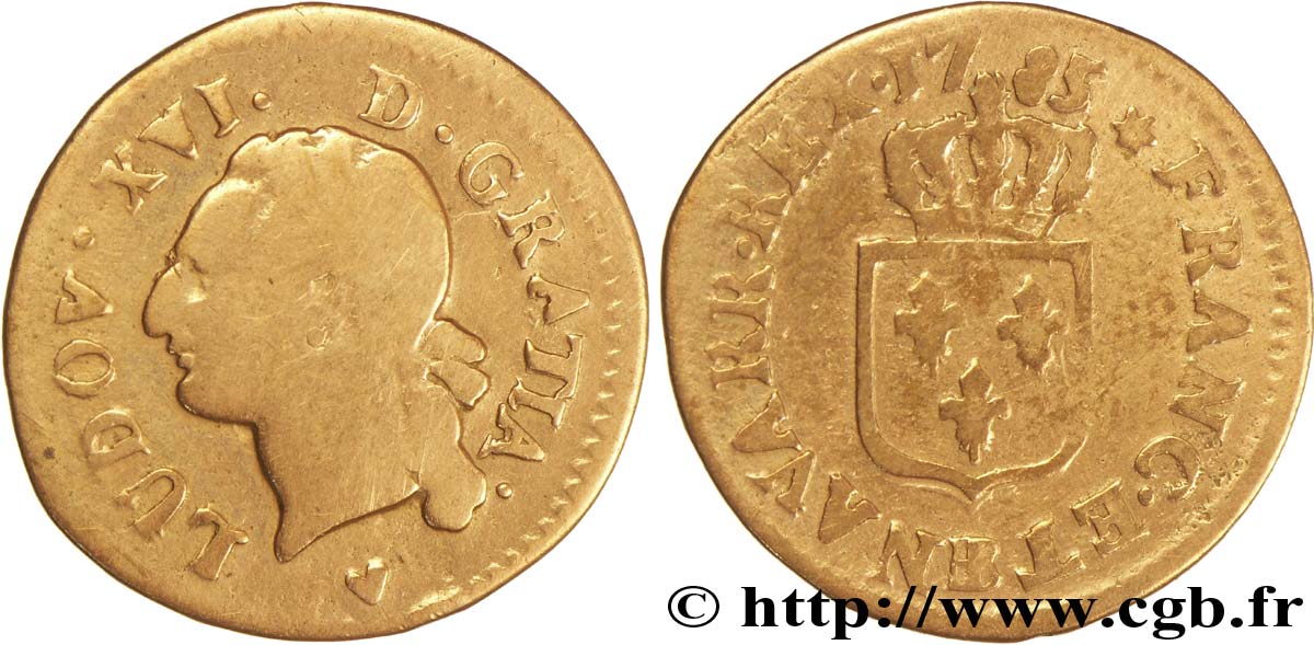 LOUIS XVI Liard dit  à l écu  1785 Strasbourg B+/TB