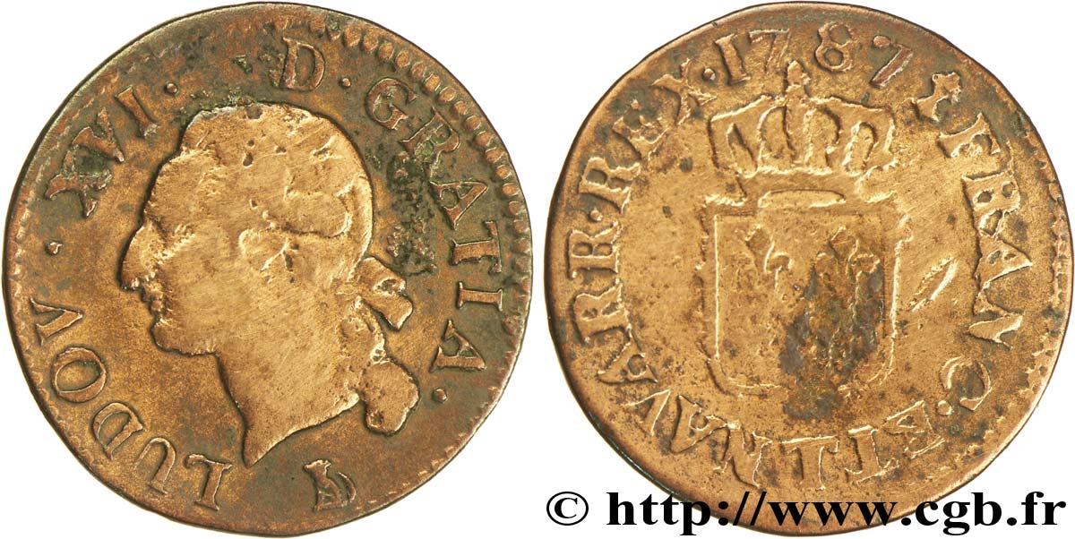 LOUIS XVI Liard dit “à l écu” 1787 Nantes TB+