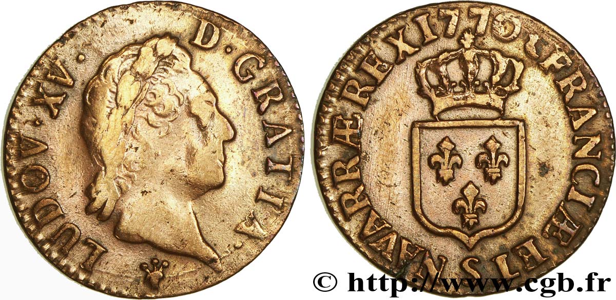 LOUIS XV DIT LE BIEN AIMÉ Demi-sol dit  à la vieille tête  1770 Reims TB+/TTB+