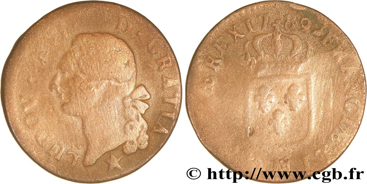 LOUIS XVI (MONARQUE CONSTITUTIONNEL)  Sol dit  à l écu  1789 Marseille AB