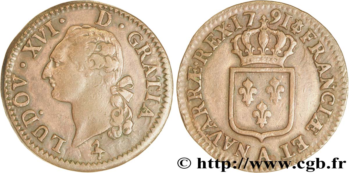 LOUIS XVI Sol dit  à l écu  1791 Paris TTB