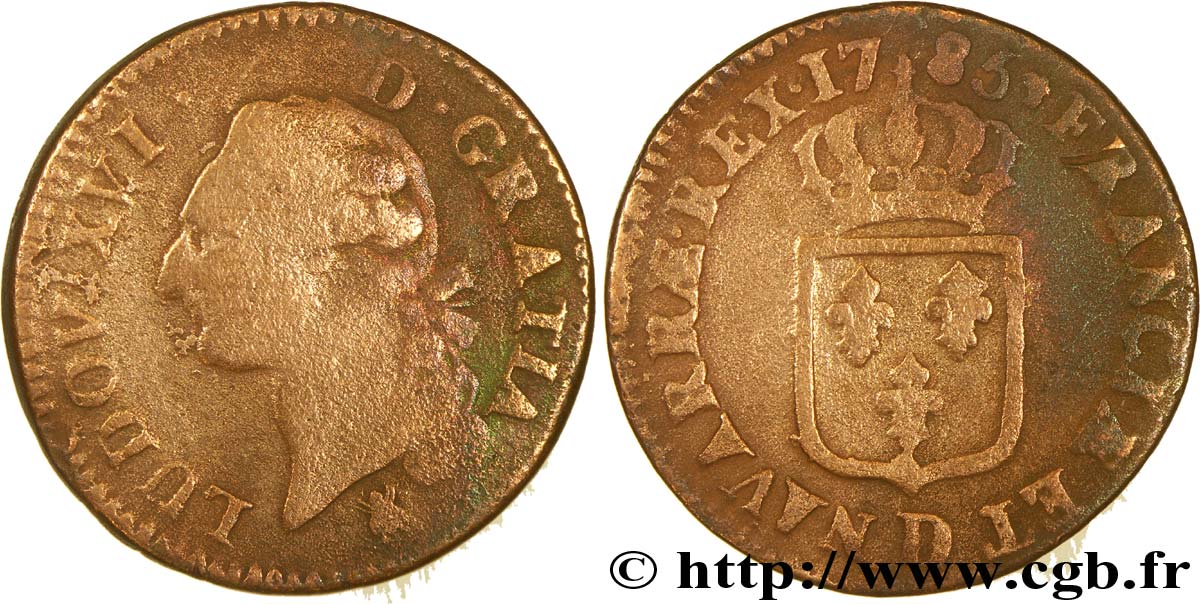 LOUIS XVI (MONARQUE CONSTITUTIONNEL)  Sol dit  à l écu  1785 Lyon AB/B