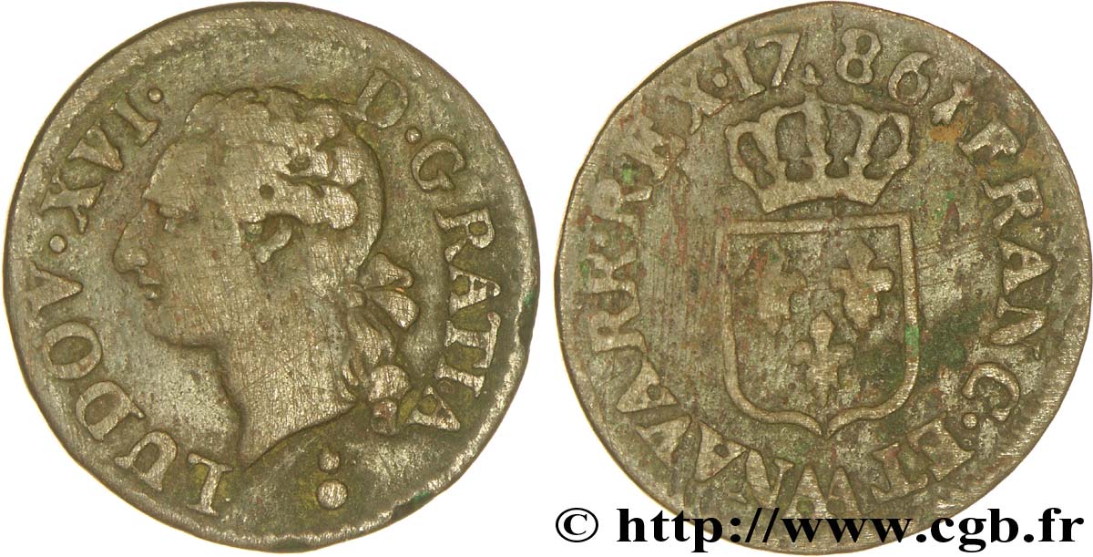 LOUIS XVI Liard dit “à l écu” 1786 Metz TB+