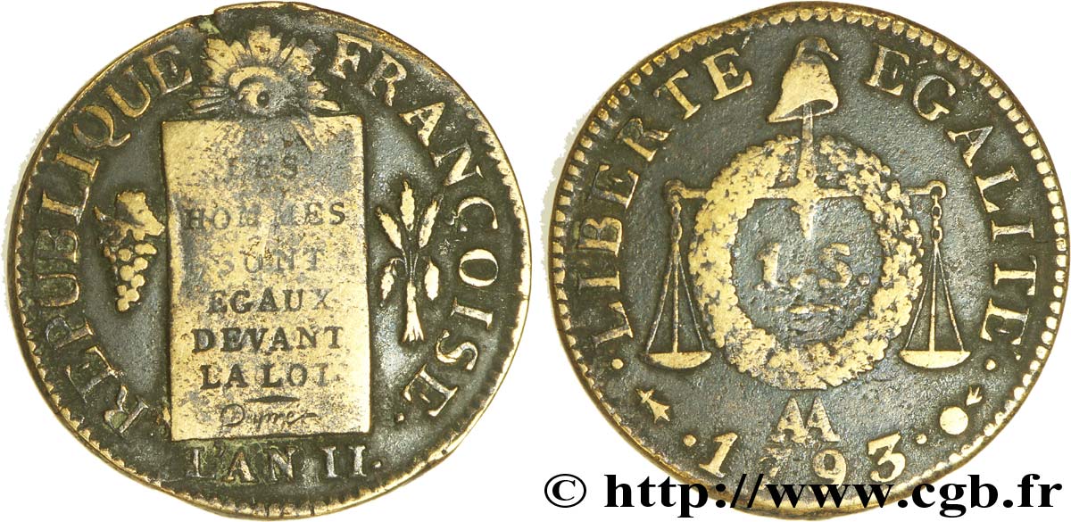 NATIONALKONVENT 1 sol dit  à la table de loi  1793 Metz fSS