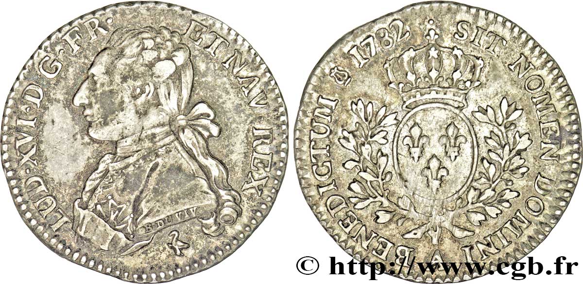 LOUIS XVI Cinquième d&nbsp;écu aux branches d&nbsp;olivier 1782 Paris TB+/TTB