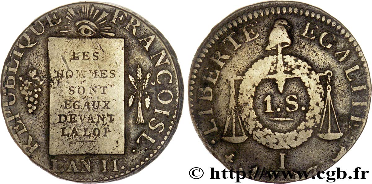 LA CONVENTION 1 sol dit  à la table de loi  1793 Limoges TTB/TB+