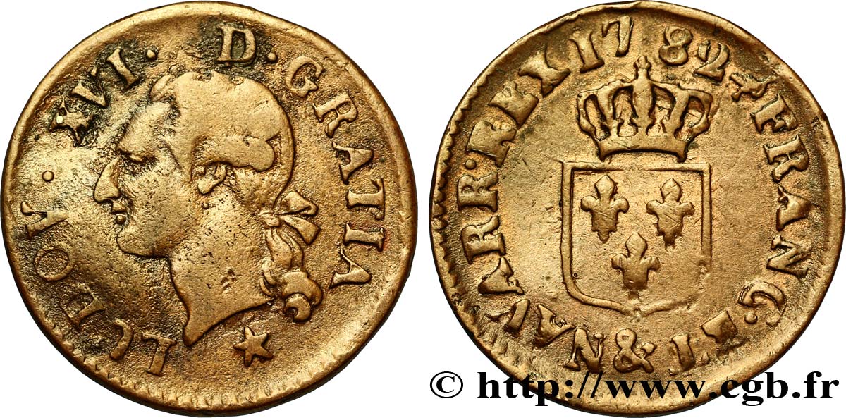 LOUIS XVI Liard dit “à l écu” 1782 Aix-en-Provence TB+