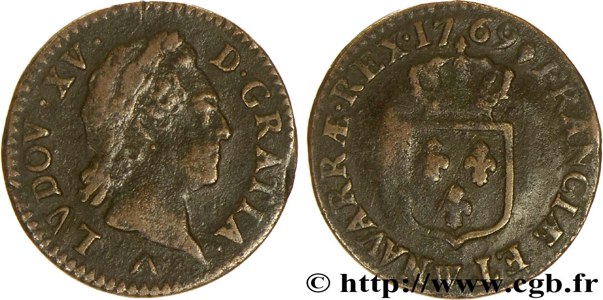 LOUIS XV DIT LE BIEN AIMÉ Demi-sol dit &nbsp;à la vieille tête&nbsp; 1769 Lille TB+