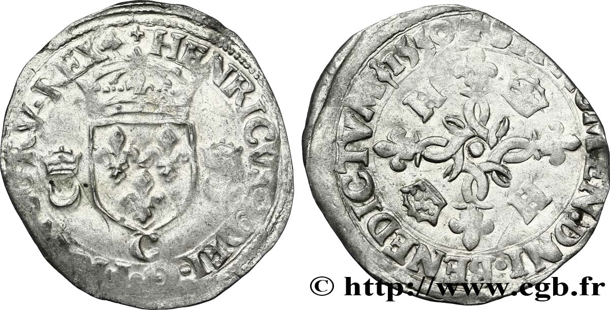 HENRI II Douzain aux croissants 1550 Saint-Lô TTB