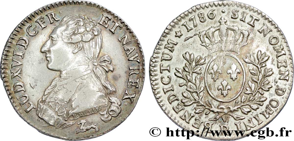 LOUIS XVI Cinquième d&nbsp;écu aux branches d&nbsp;olivier 1786 Orléans TTB+