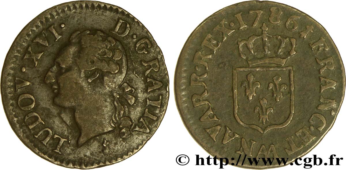 LOUIS XVI Liard dit &nbsp;à l&nbsp;écu&nbsp; 1786 Metz TB+/TTB