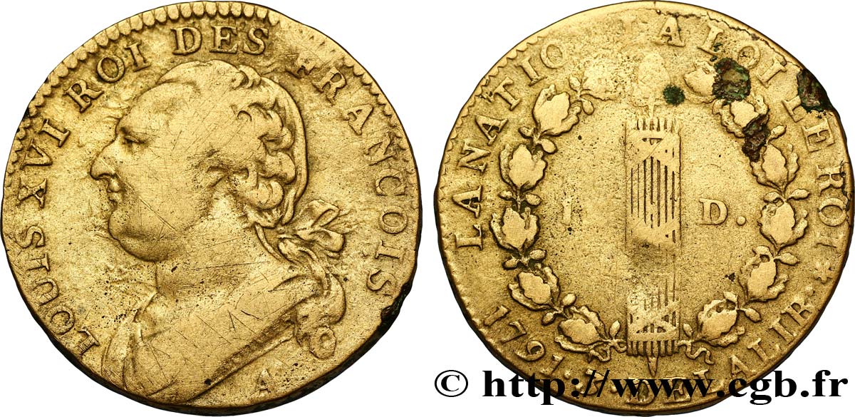 LOUIS XVI (MONARQUE CONSTITUTIONNEL)  12 deniers dit  au faisceau , type FRANCOIS 1791 Paris TB