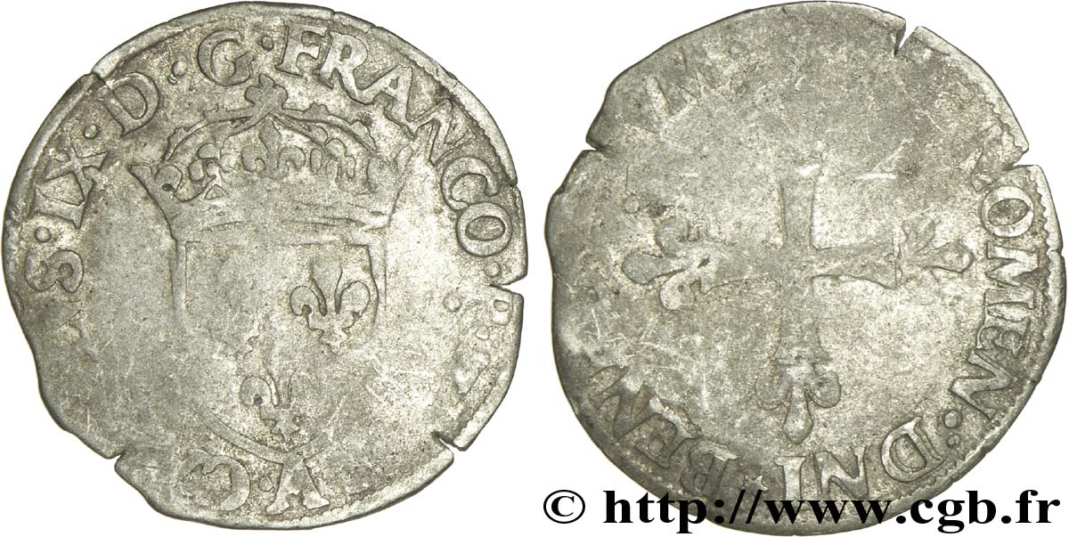 CHARLES IX Douzain à la croix fleurdelisée n.d. Paris TB/B
