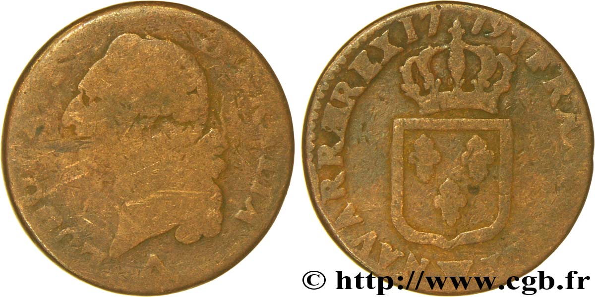 LOUIS XVI Sol dit &nbsp;à l&nbsp;écu&nbsp; 1779 Lille AB/B