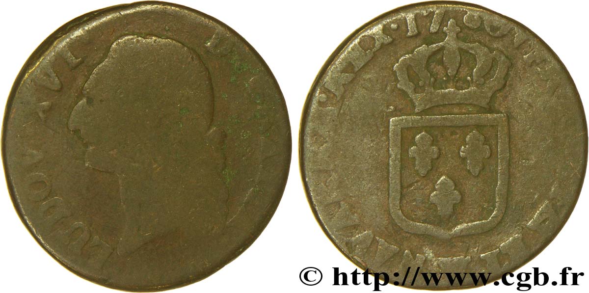 LOUIS XVI Sol dit &nbsp;à l&nbsp;écu&nbsp; 1780 Lille B