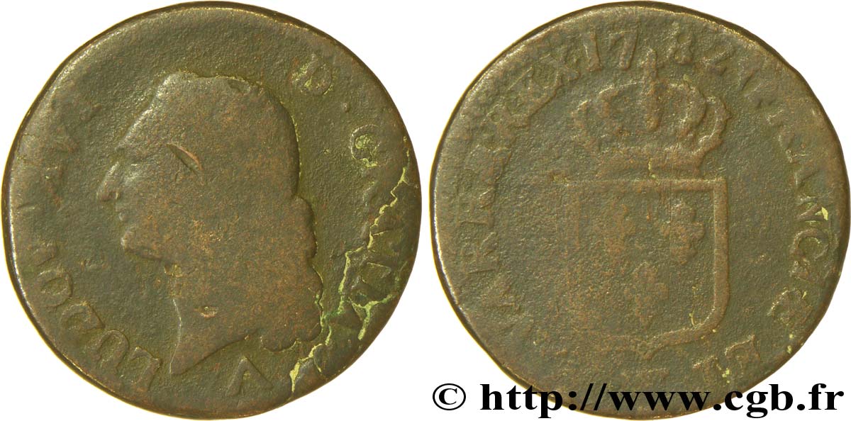 LOUIS XVI Sol dit &nbsp;à l&nbsp;écu&nbsp; 1782 Lille AB