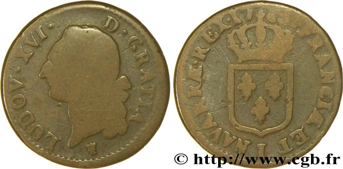 LOUIS XVI Sol dit “à l écu” 1783 Limoges B+