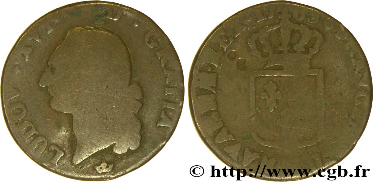 LOUIS XVI Sol dit &nbsp;à l&nbsp;écu&nbsp; 1783 Toulouse B+