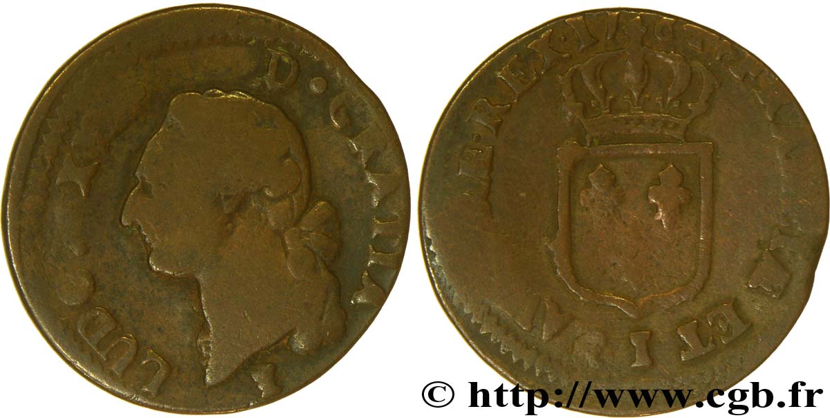 LOUIS XVI Sol dit “à l écu” 1784 Limoges TB/B+