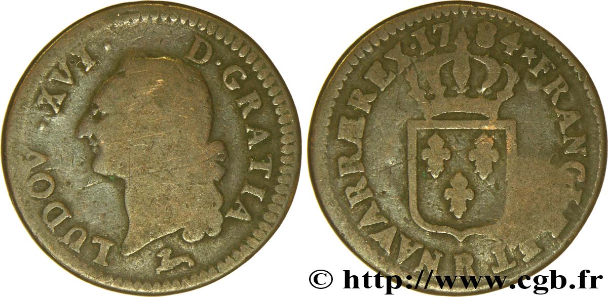 LOUIS XVI Sol dit &nbsp;à l&nbsp;écu&nbsp; 1784 Orléans B+