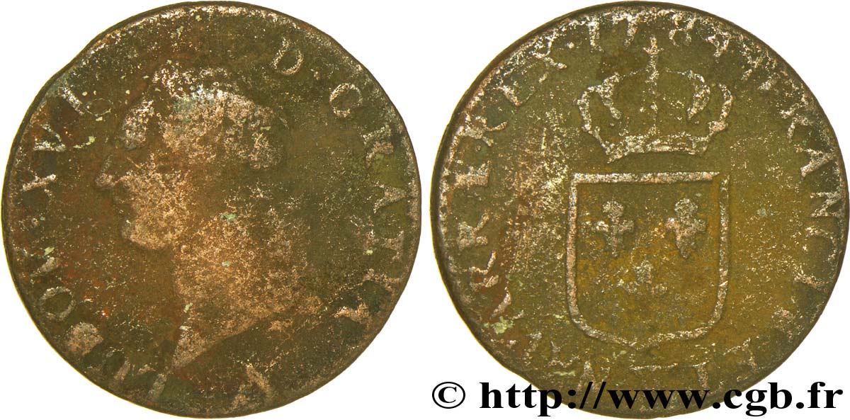 LOUIS XVI Sol dit &nbsp;à l&nbsp;écu&nbsp; 1784 Lille AB