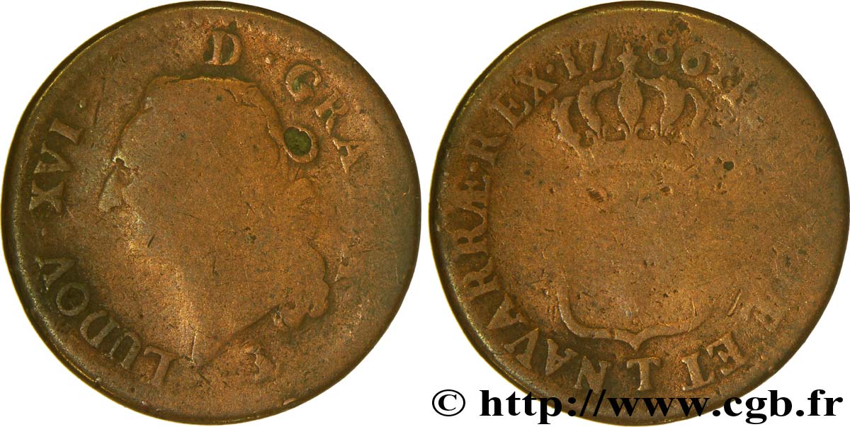 LOUIS XVI Sol dit  à l écu  1786 Nantes AB