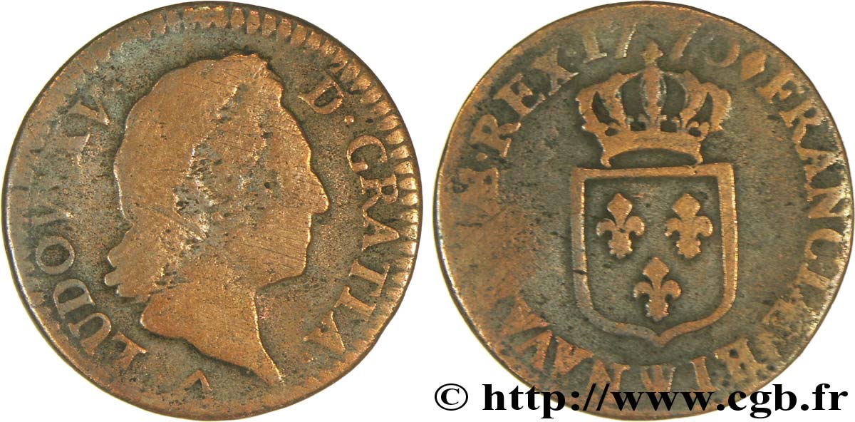 LOUIS XV &nbsp;THE WELL-BELOVED&nbsp; Demi-sol dit &nbsp;à la vieille tête&nbsp; 1770 Lille F