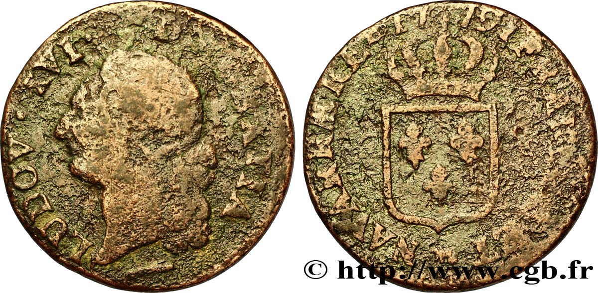 LOUIS XVI Sol dit  à l écu  de Béarn 1779 Pau B