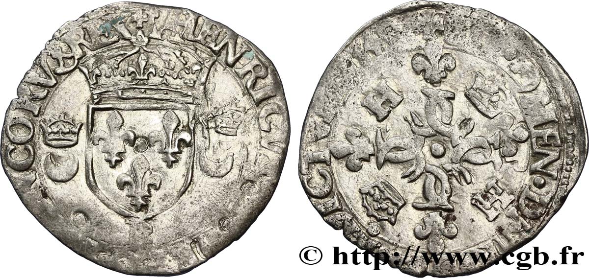 HENRI II Douzain aux croissants 1549 Rouen TTB