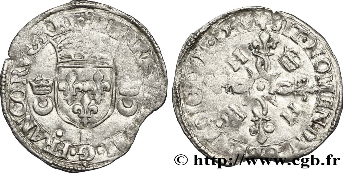 HENRI II Douzain aux croissants 1549 Rouen TTB