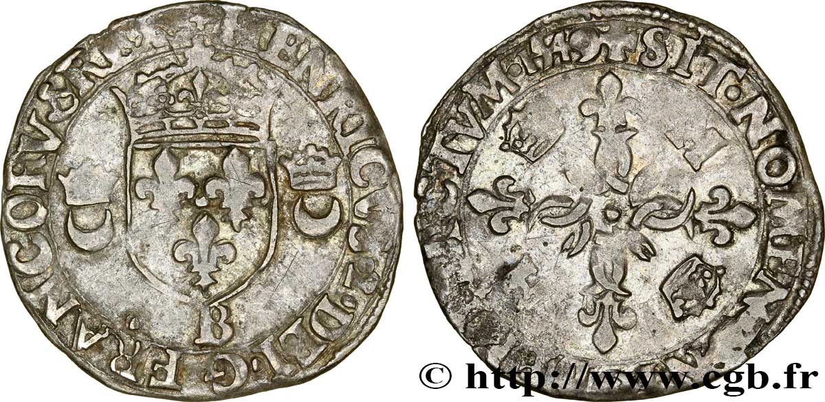 HENRI II Douzain aux croissants 1549 Rouen TTB