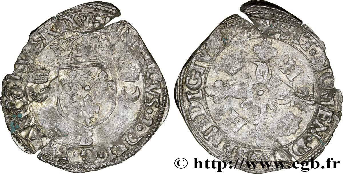 HENRI II Douzain aux croissants 1549 Rouen TB+