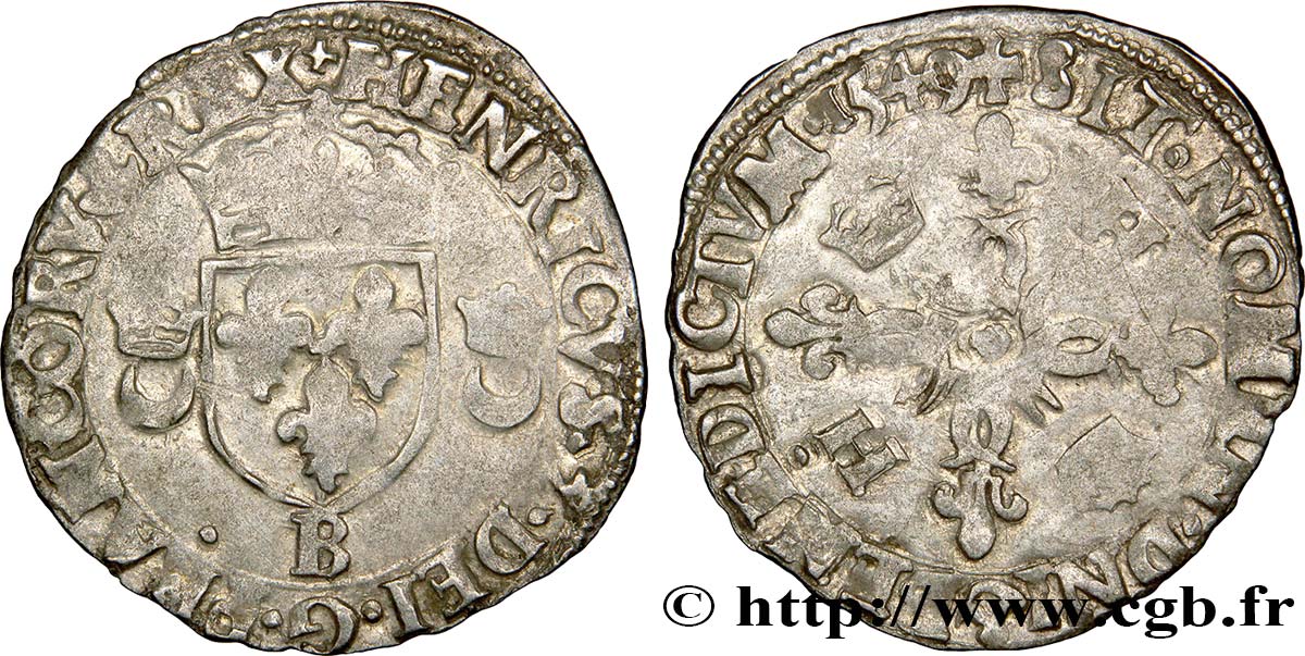HENRI II Douzain aux croissants 1549 Rouen TB+