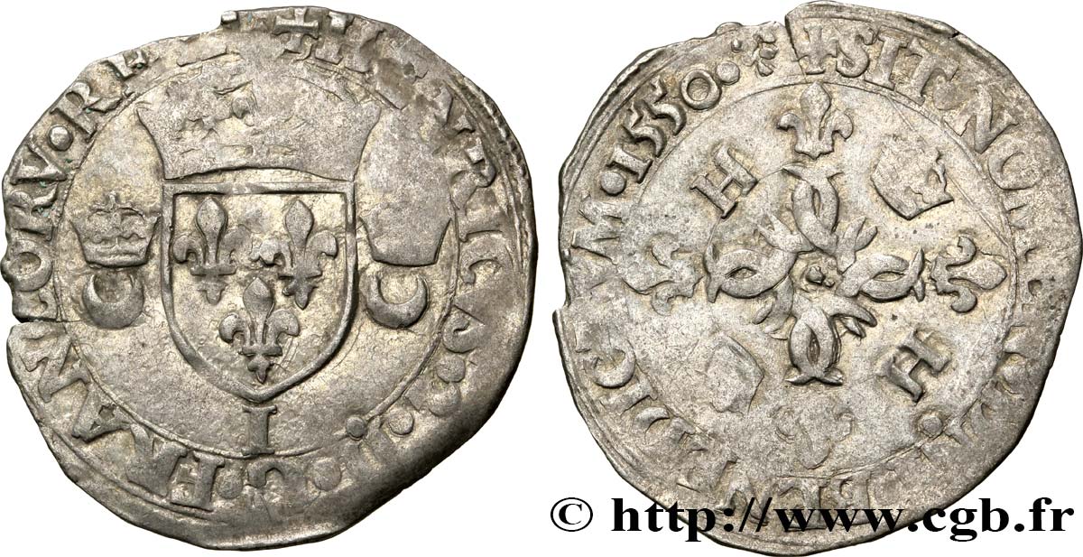 HENRY II Douzain aux croissants 1550 Limoges SS