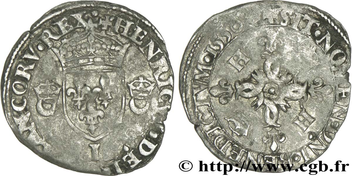 HENRI II Douzain aux croissants 1550 Limoges TB+